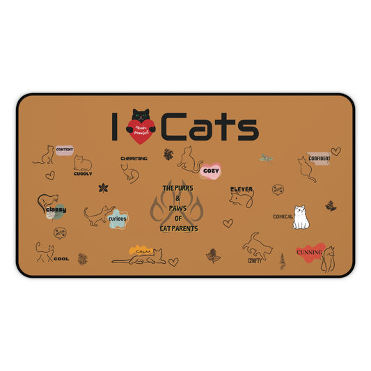 I Love Cats Desk Mat - Cozy Cat-Themed Office Accessory for Cat Lovers