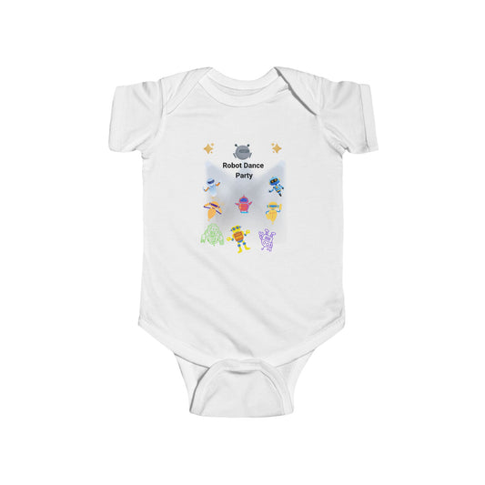 Robot Dance Party Infant Bodysuit — Cute Baby Onesie with Colorful Dancing Robots