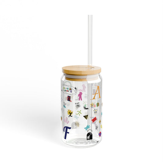FAFO: ICE COFFEE: 16oz Sipper Glass with Fun Designs -Lid & Straw