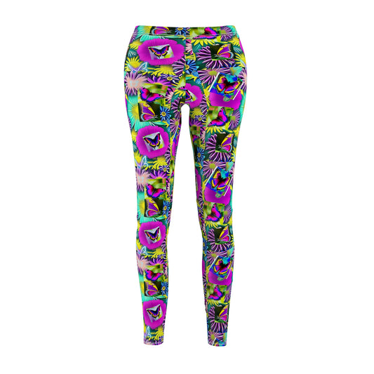 Neon Butterfly Design Leggings