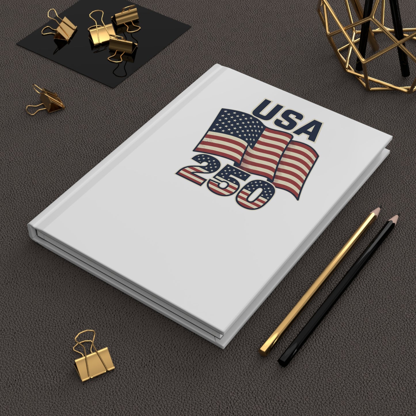 USA 250th Anniversary Hardcover Journal — Patriotic American Flag Notebook for Independence Day & Commemorative Gifts