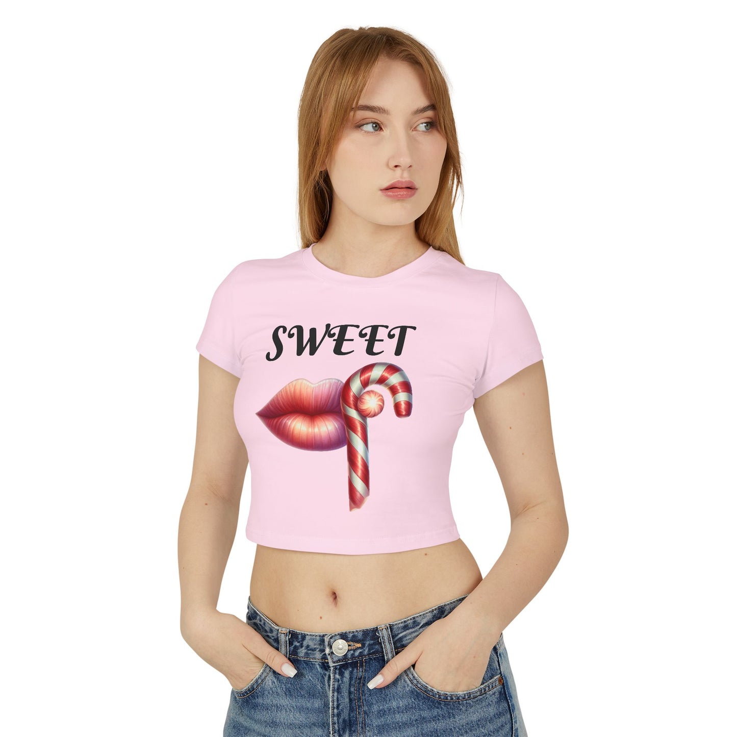 Sweet Candy Cane -Themed Women's Cropped Tee