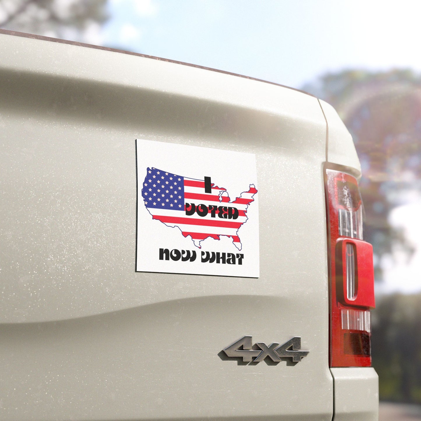 Car Magnet — "I Voted, Now What" American Flag USA Sticker