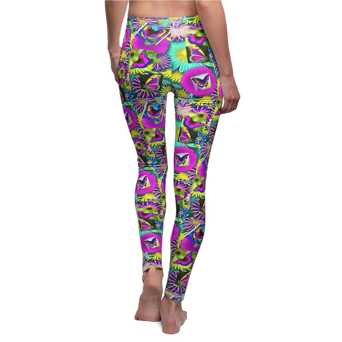 Neon Butterfly Design Leggings