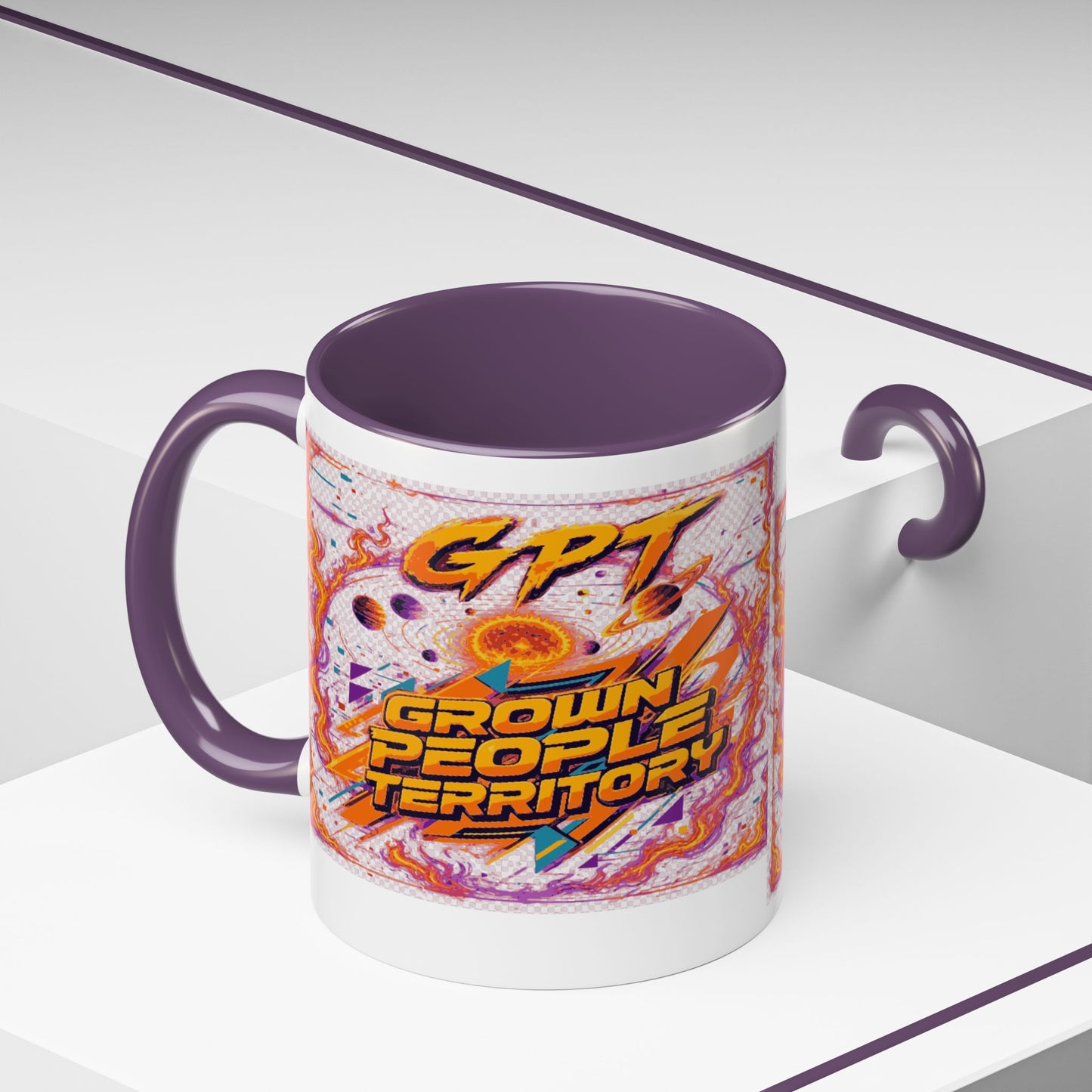 Accent Coffee Mug — "GPT: Grown People Territory" Bold Graphic Coffee Cup