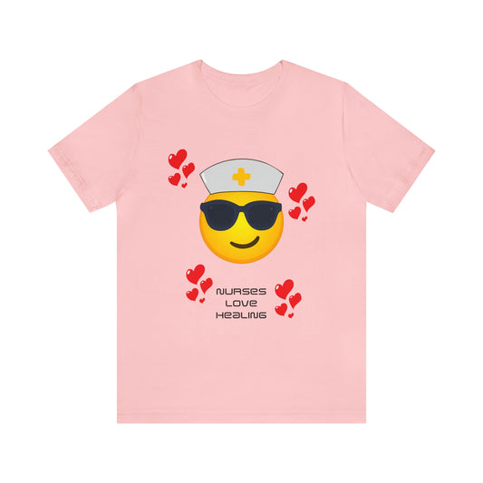 "Nurses Love Healing" - Unisex Jersey Short Sleeve Tee
