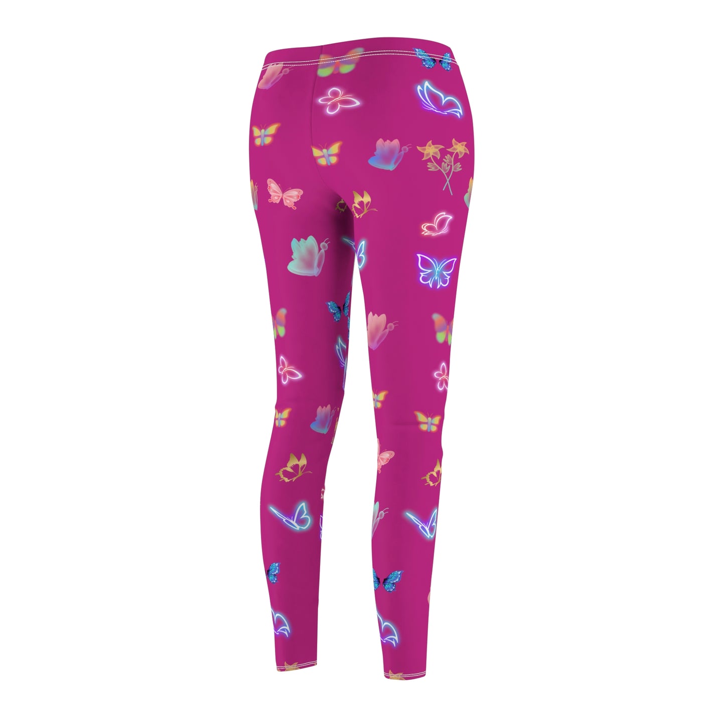 Pink Glowing Butterflies Women's Casual Leggings