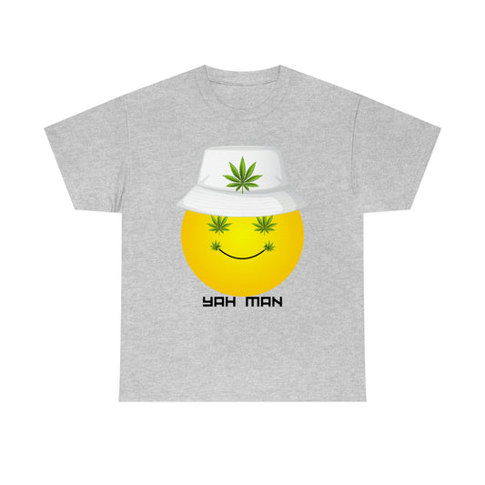 "Weed Emoji in Bucket Hat" Unisex Heavy Cotton Tee