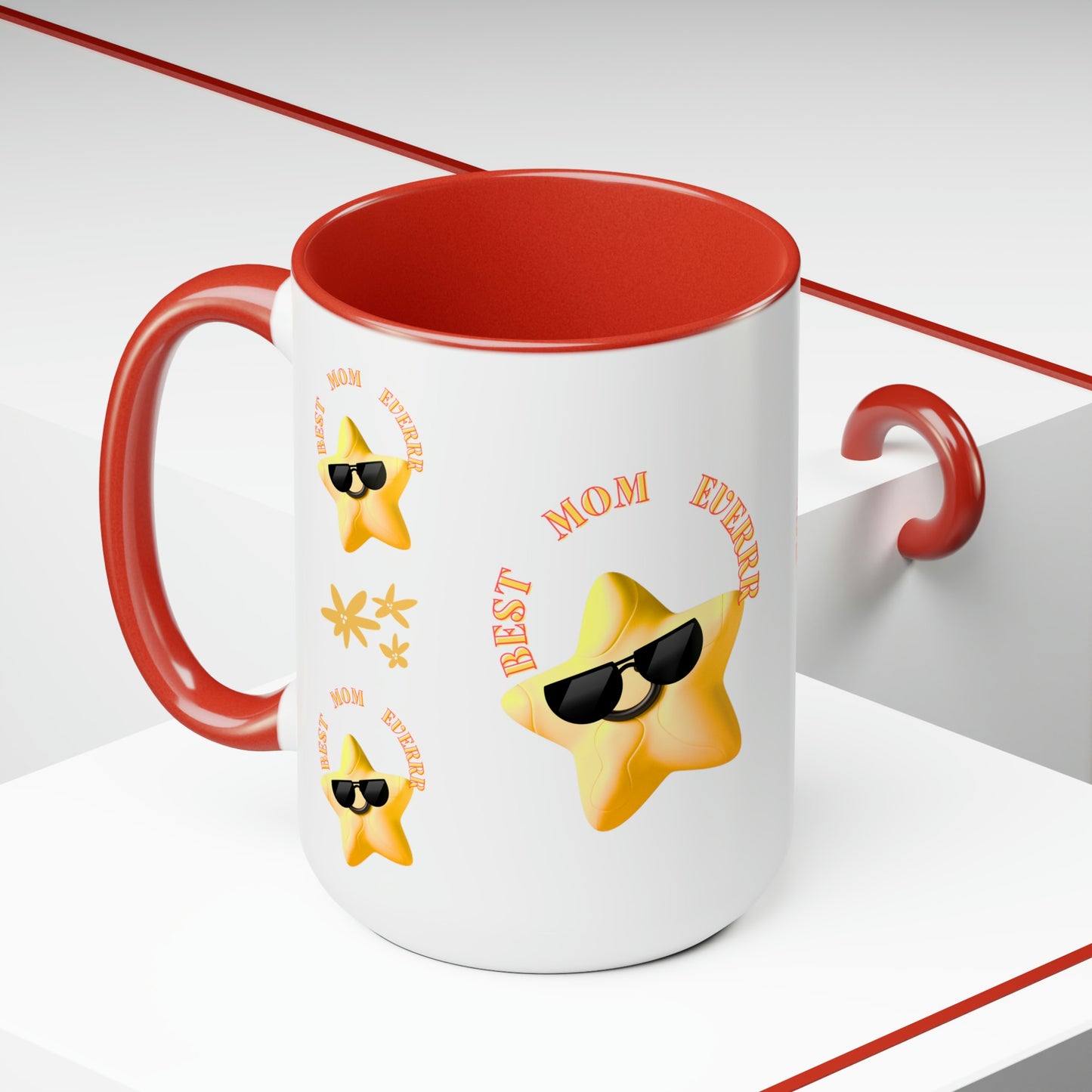 "BEST MOM EVERRR" Two-Tone Coffee Mugs, 15oz