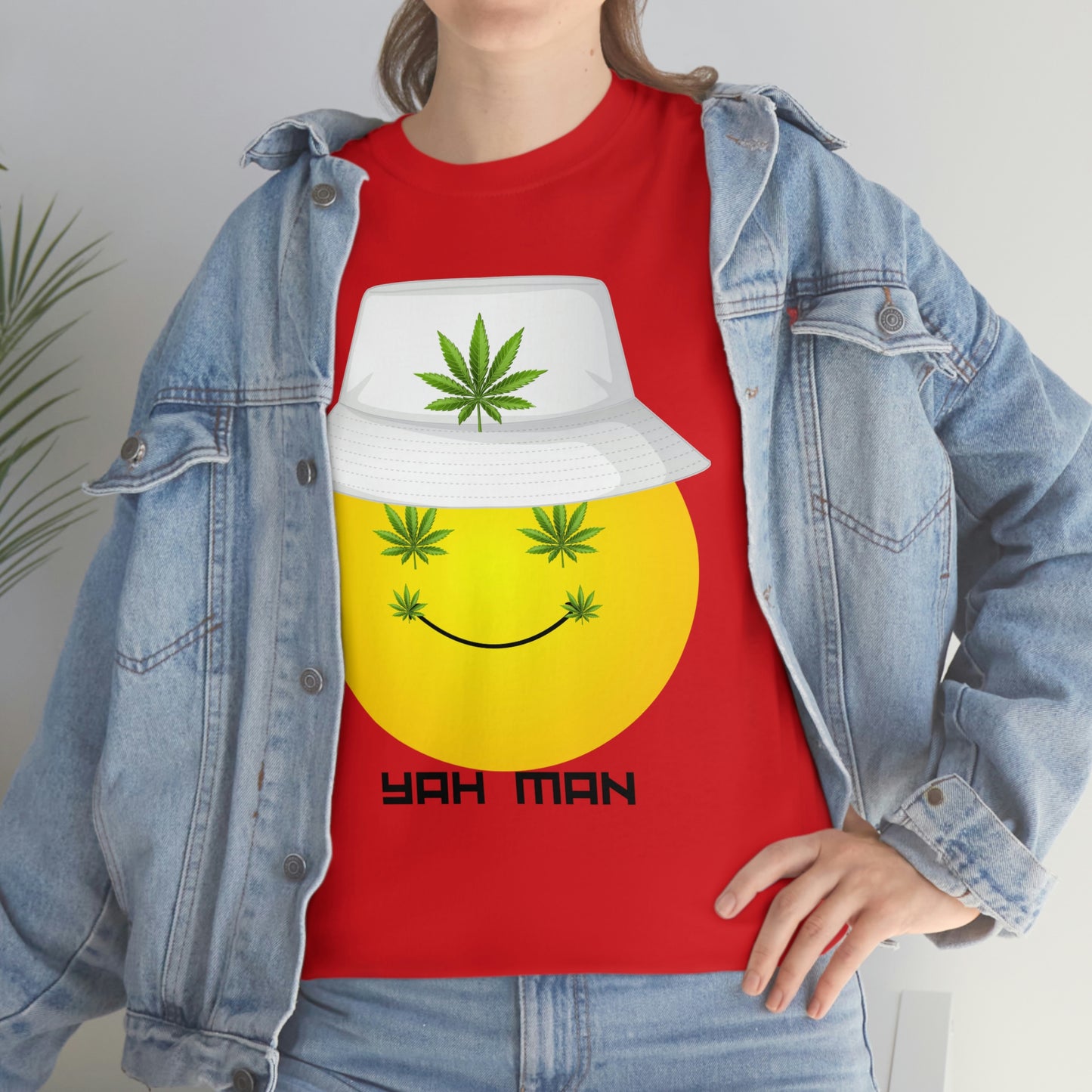 "Weed Emoji in Bucket Hat" Unisex Heavy Cotton Tee