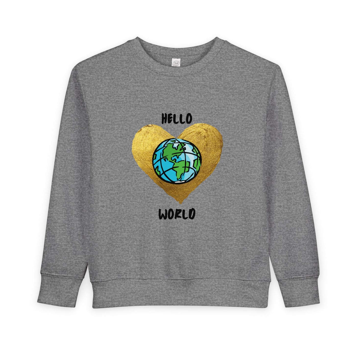 Toddler Sweatshirt - "Hello World" Earth Heart Graphic