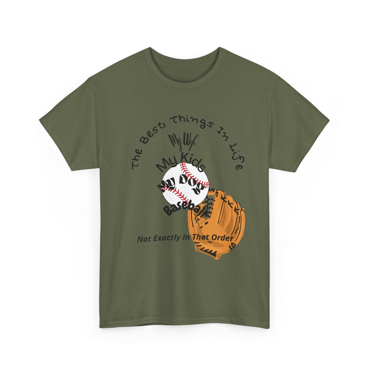Baseball Fan Tee — "The Best Things In Life" Glove & Ball Design