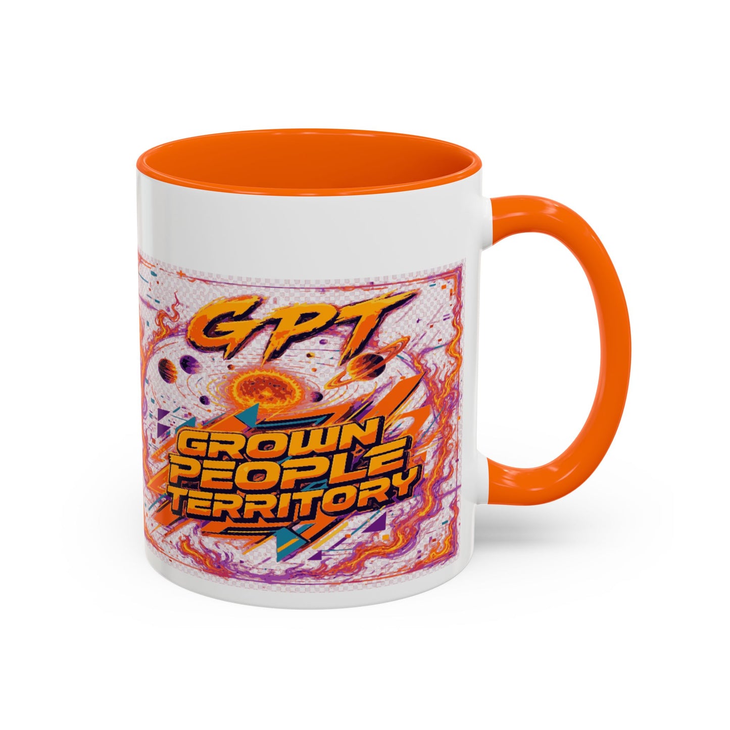 Accent Coffee Mug — "GPT: Grown People Territory" Bold Graphic Coffee Cup