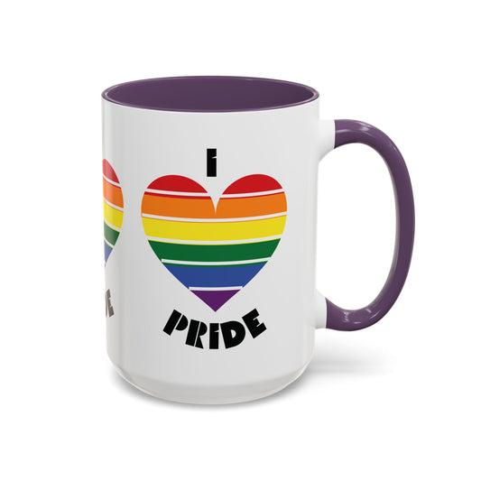 I Heart Pride Accent Coffee Mug – Rainbow Love 11/15oz