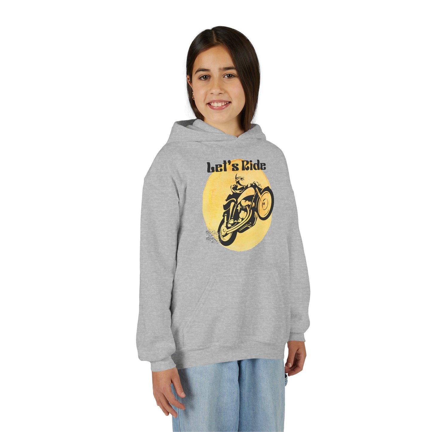 Youth Hoodie - "Let's Ride" Vintage Motorcycle Graphic