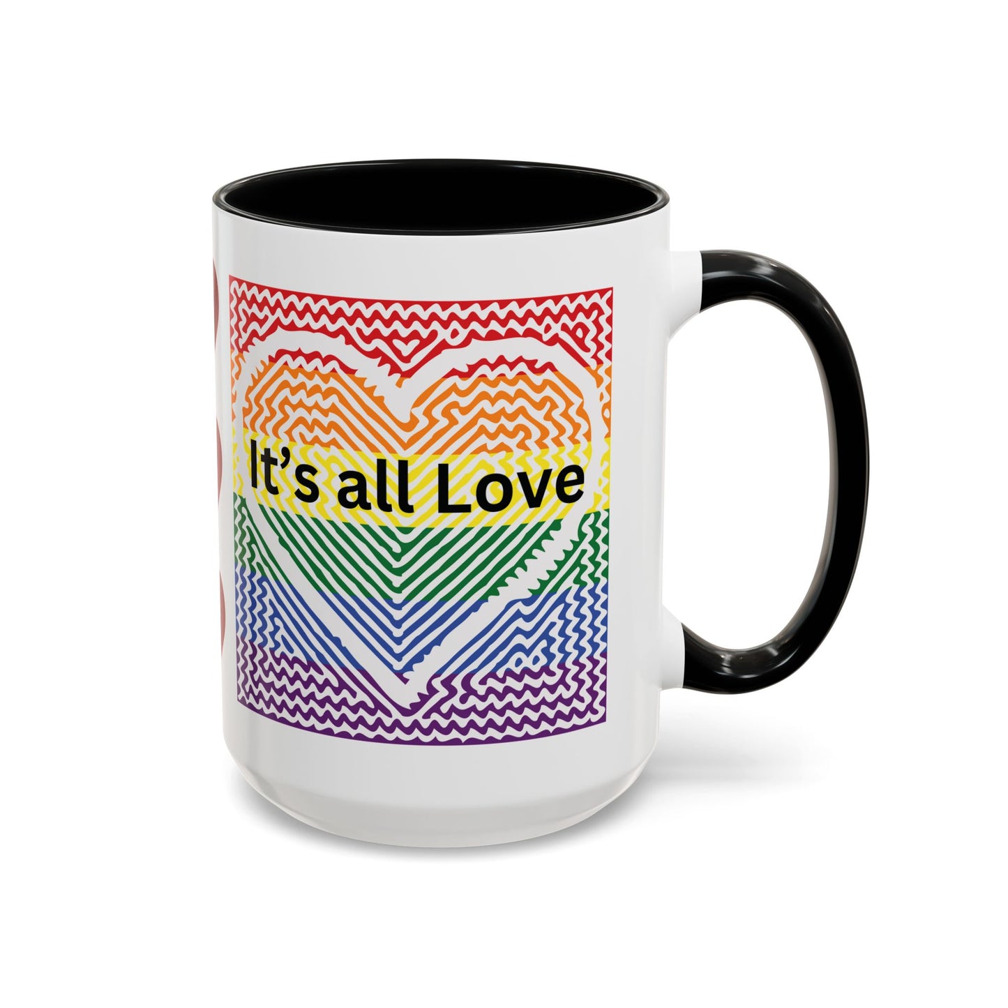 It's All Love Rainbow Heart Coffee Mug — Pride Accent Mug (11/15oz)