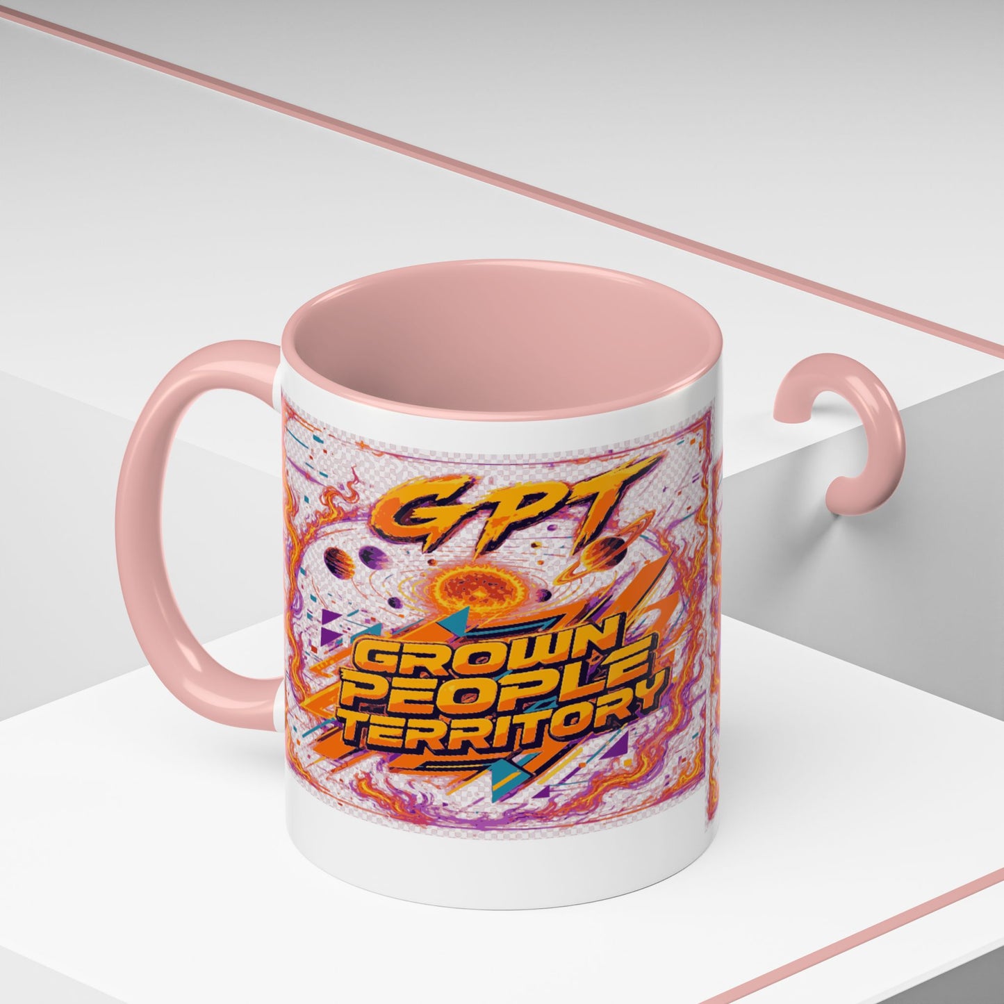 Accent Coffee Mug — "GPT: Grown People Territory" Bold Graphic Coffee Cup