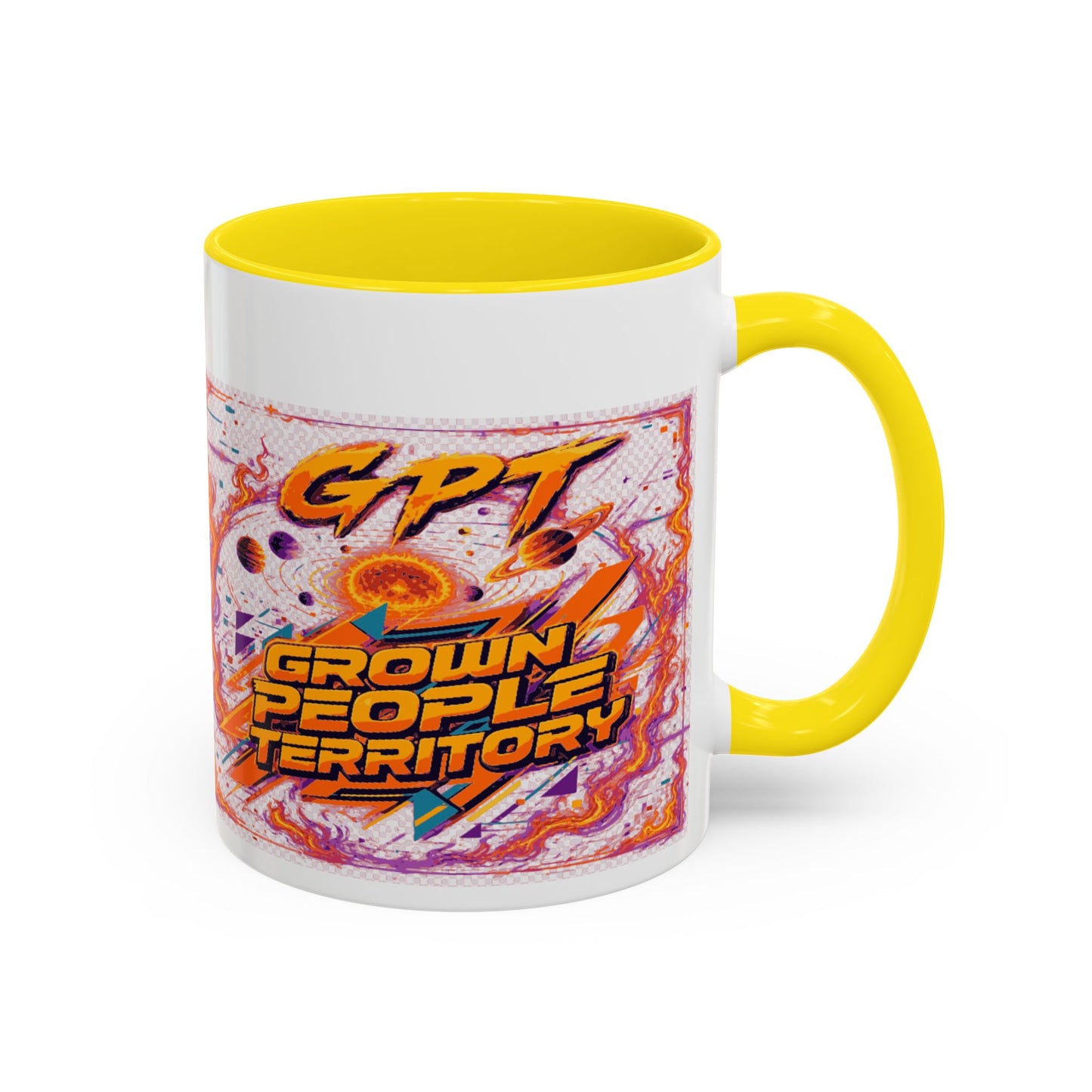Accent Coffee Mug — "GPT: Grown People Territory" Bold Graphic Coffee Cup
