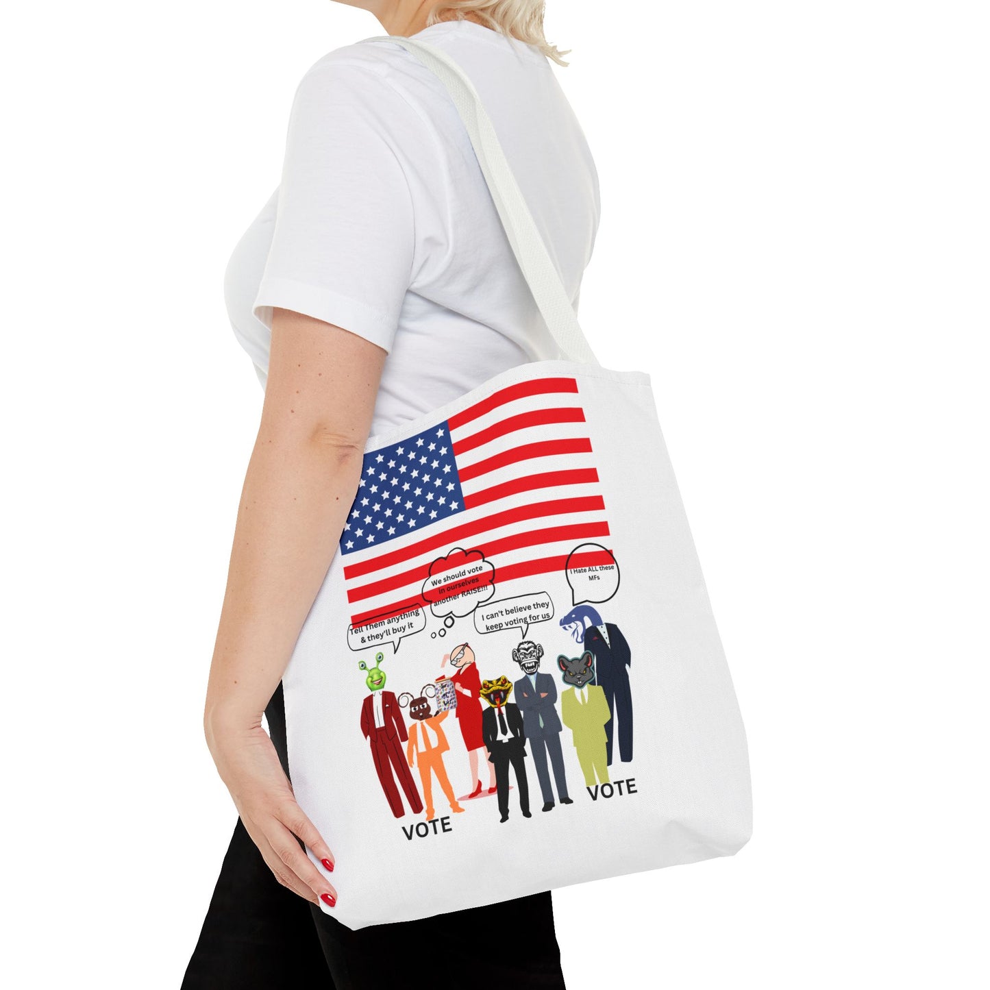 Patriotic Vote Tote Bag, Eco-Friendly Shopping Bag, Political Campaign Merchandise, Election Day Gift, USA Flag Design