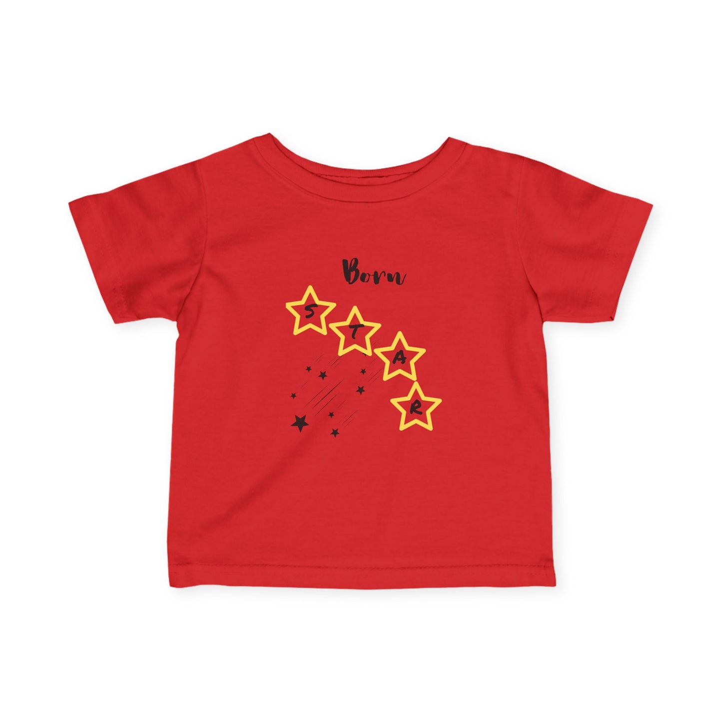 Infant Tee — "Born Star" Yellow Star Graphic Baby Shirt