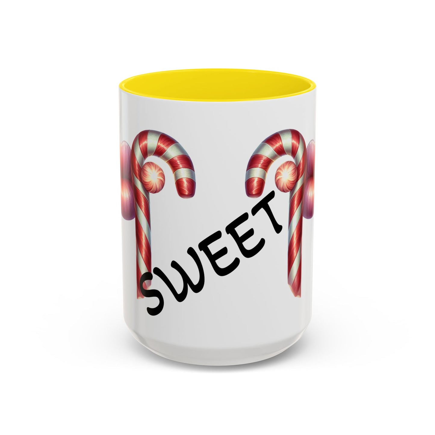 Candy Cane Kiss Accent Coffee Mug — "Sweet" Holiday Hot Cocoa Cup