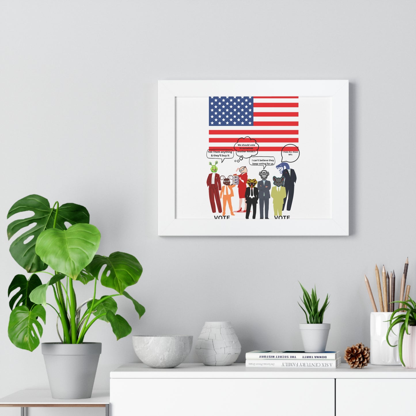 Framed Poster — Patriotic Political Cartoon "Jar of Lies" Print