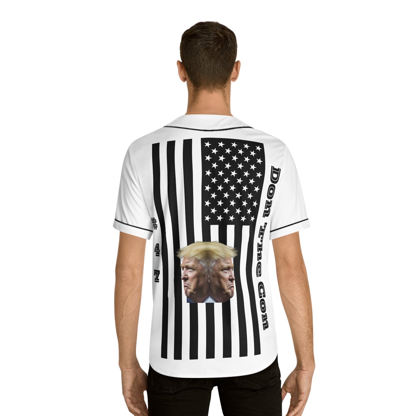 Men's Baseball Jersey - American Flag & Two-Faced Don the Con - #47