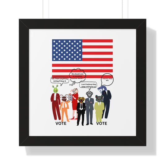 Framed Poster — Patriotic Political Cartoon "Jar of Lies" Print