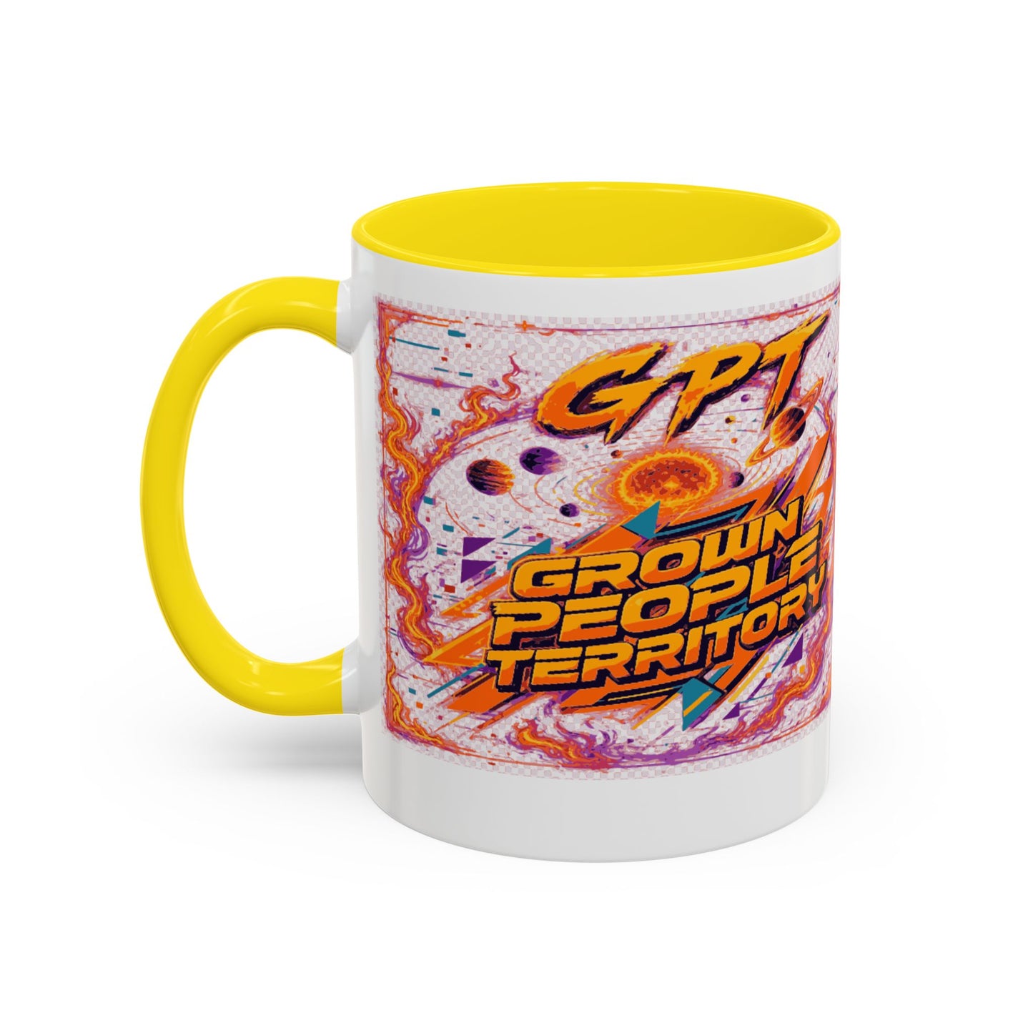 Accent Coffee Mug — "GPT: Grown People Territory" Bold Graphic Coffee Cup