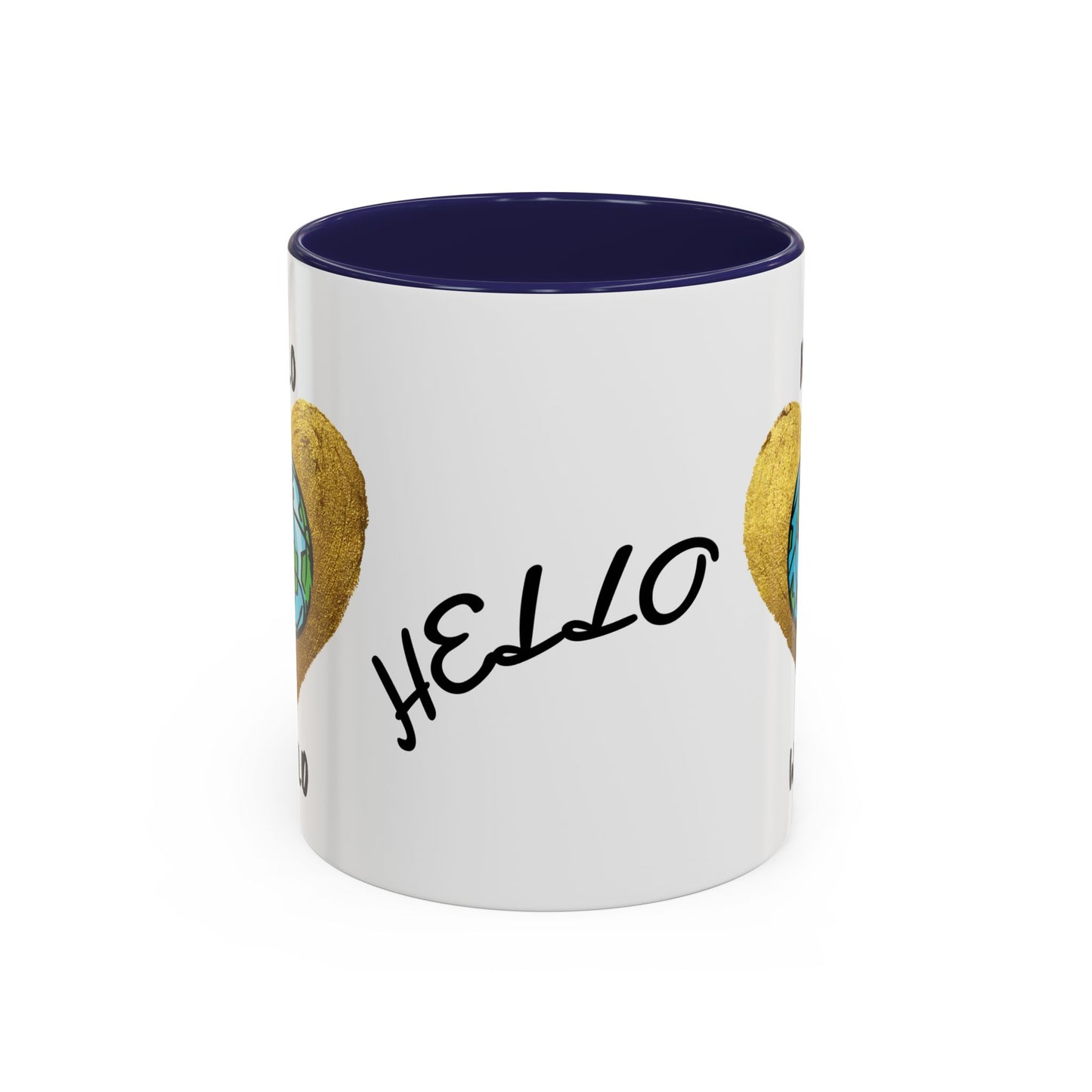 Hello World Coffee Mug — Heart Globe Accent 11oz