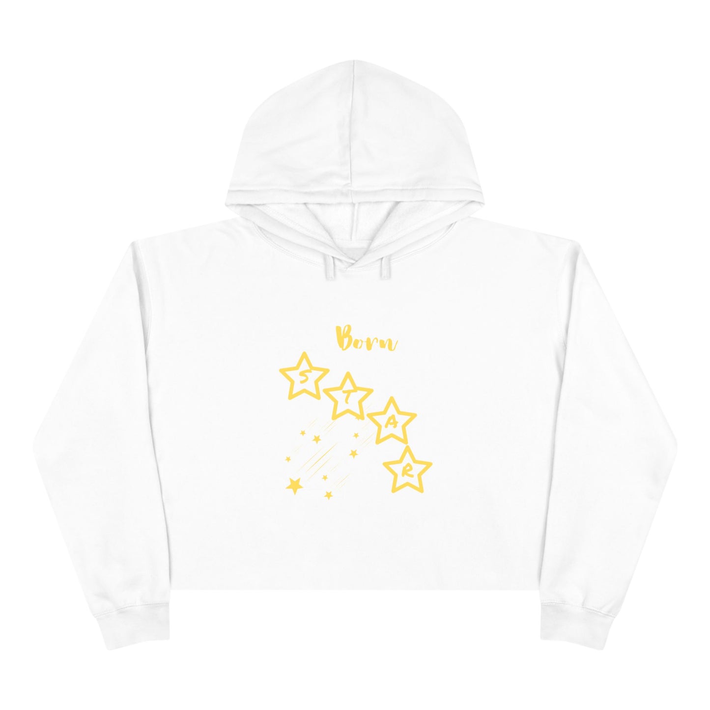 Gold-"Born Star":  Cropped Hoodie — Cute Minimalist Star Graphic Crop Sweatshirt