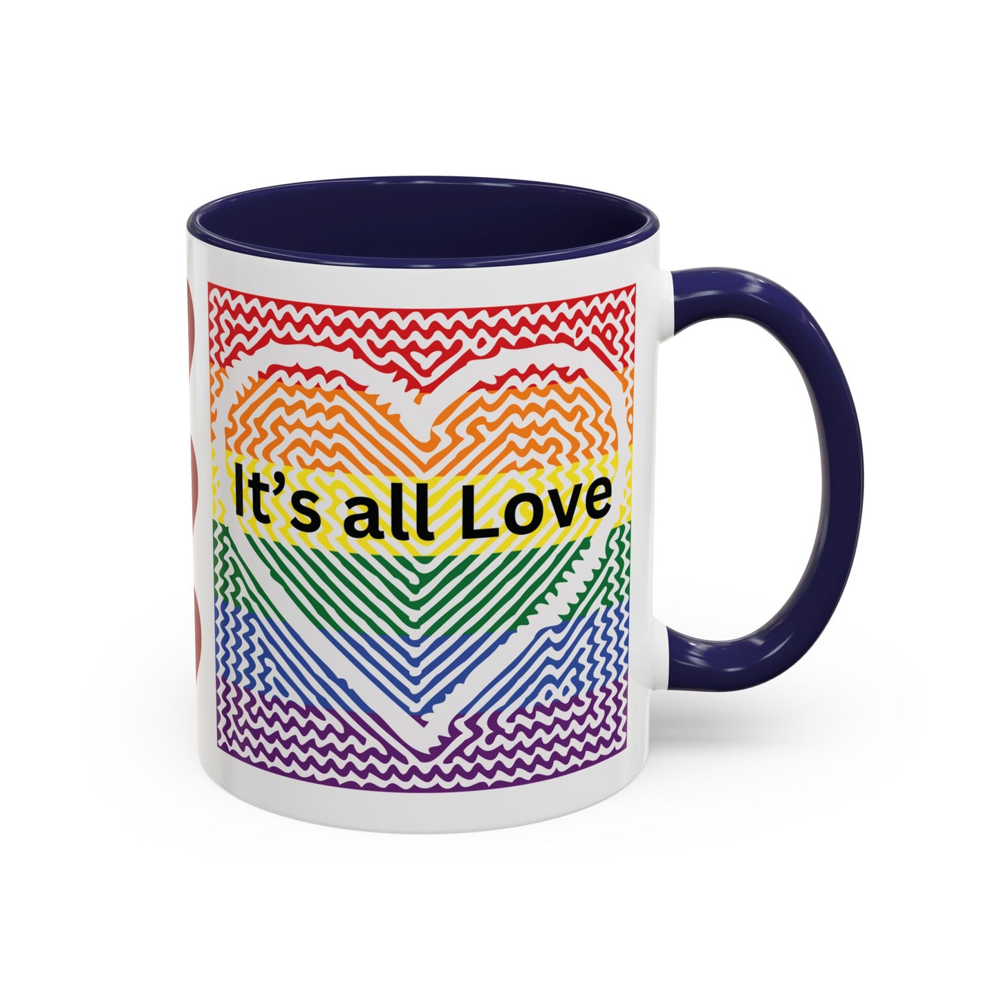 It's All Love Rainbow Heart Coffee Mug — Pride Accent Mug (11/15oz)