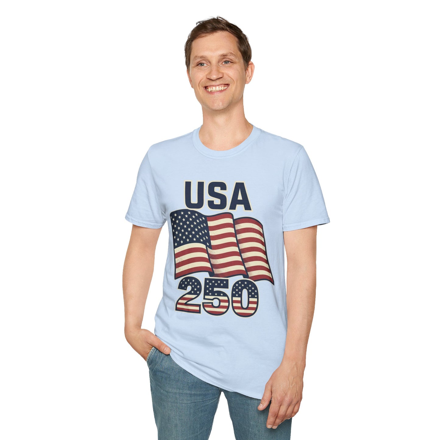 USA Flag T-Shirt — Patriotic 'USA 250' Graphic Tee