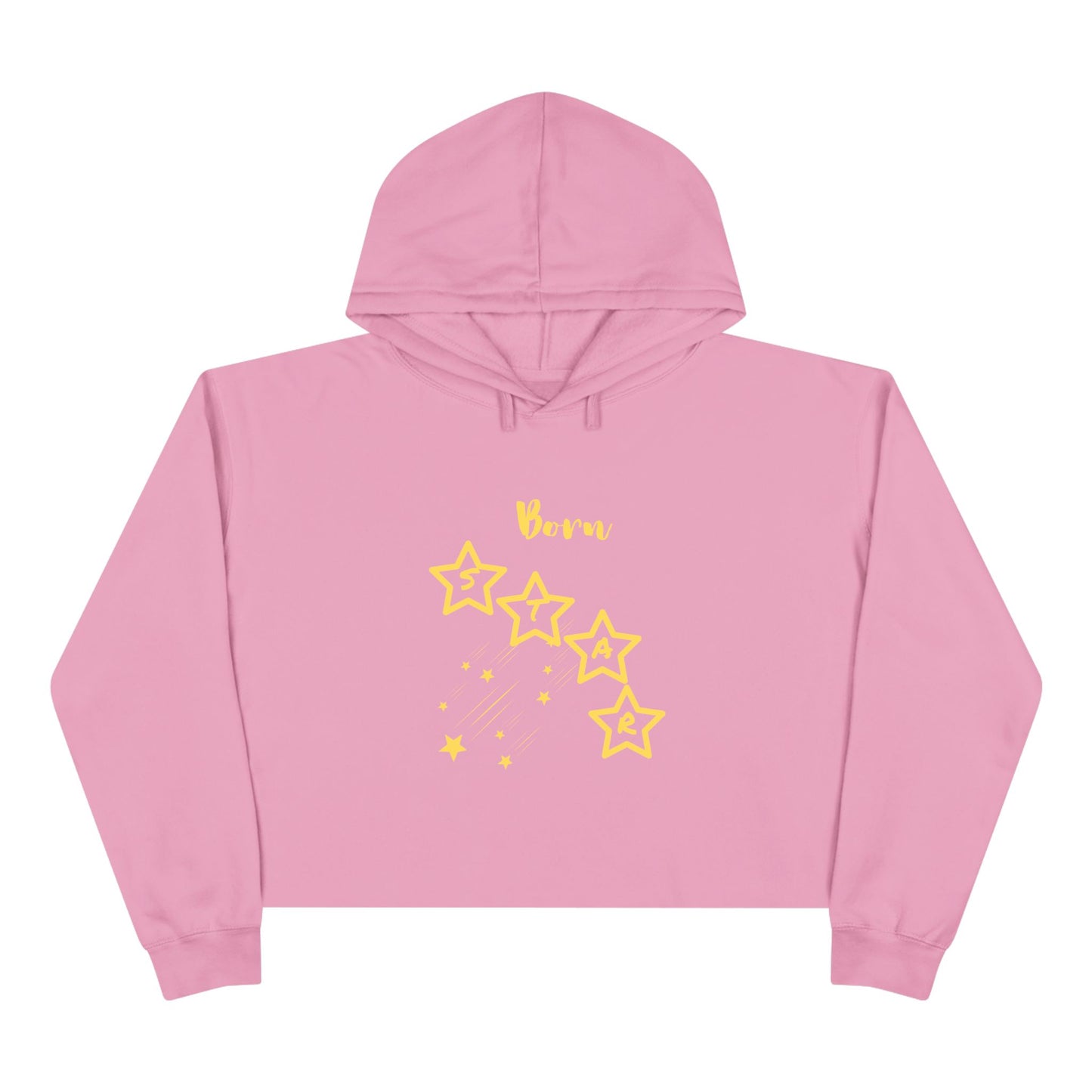 Gold-"Born Star":  Cropped Hoodie — Cute Minimalist Star Graphic Crop Sweatshirt