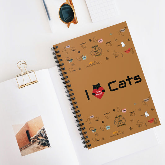 "I Love Cats" Spiral Notebook - Cute Cat Lover's Journal with Ruled Lines