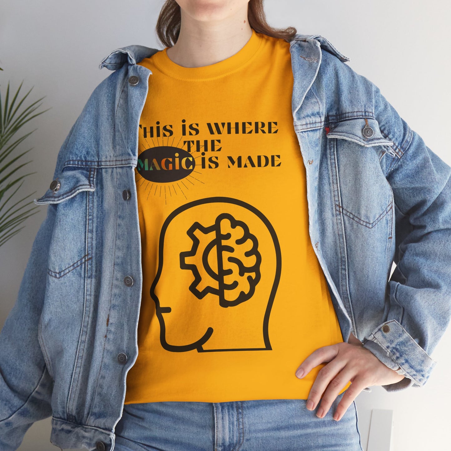 Brain + Gear Tee — "This Is Where the Magic Is Made" Creative Mind T-Shirt