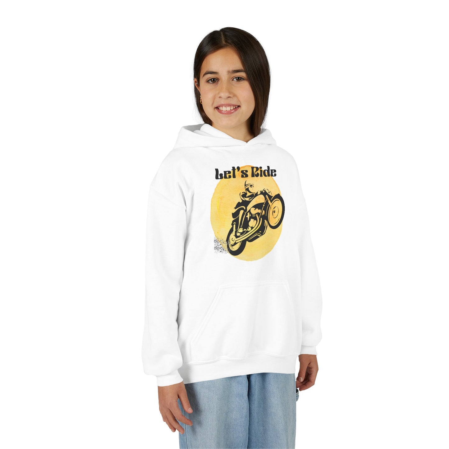 Youth Hoodie - "Let's Ride" Vintage Motorcycle Graphic