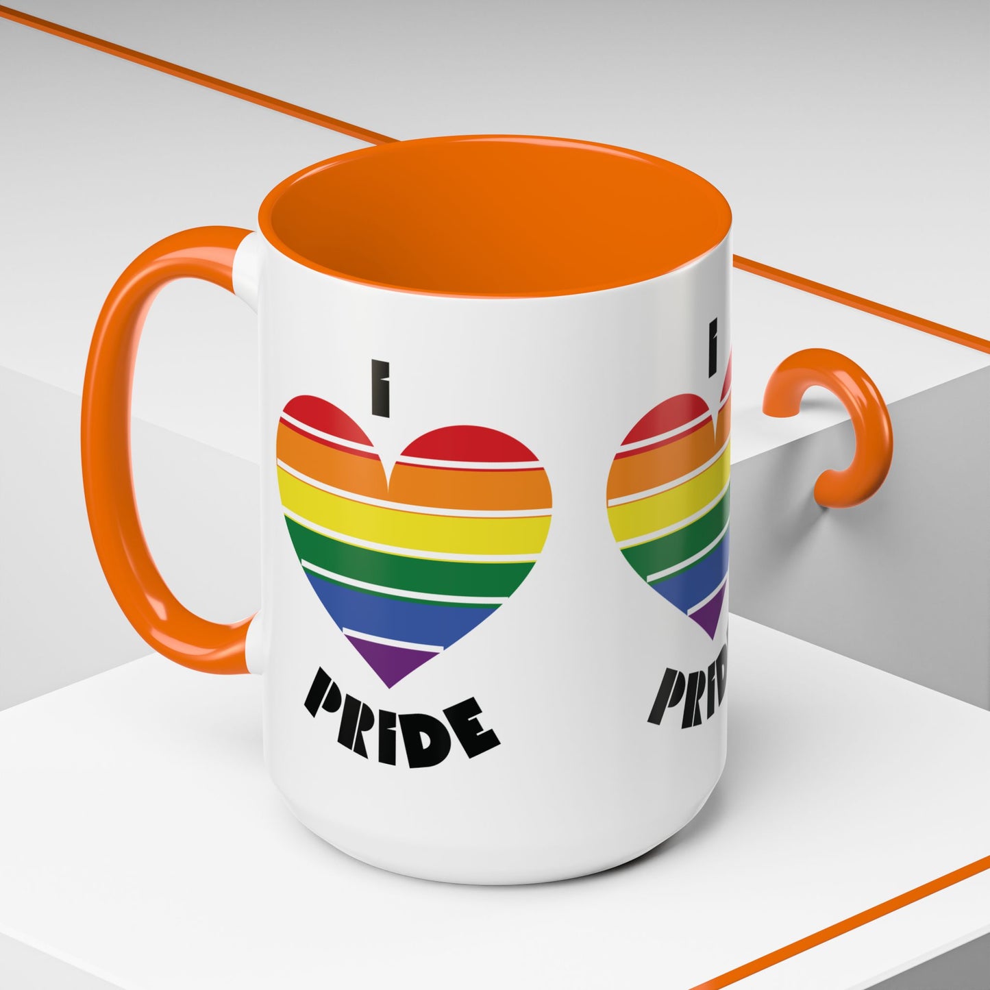 I Heart Pride Accent Coffee Mug – Rainbow Love 11/15oz