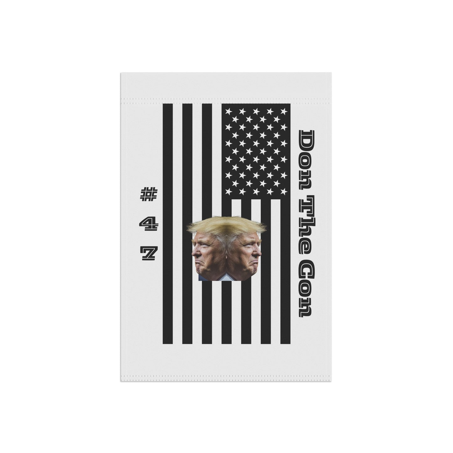 2-Faced:  Political Garden Flag — “Don The Con” Trump Double-Head Design
