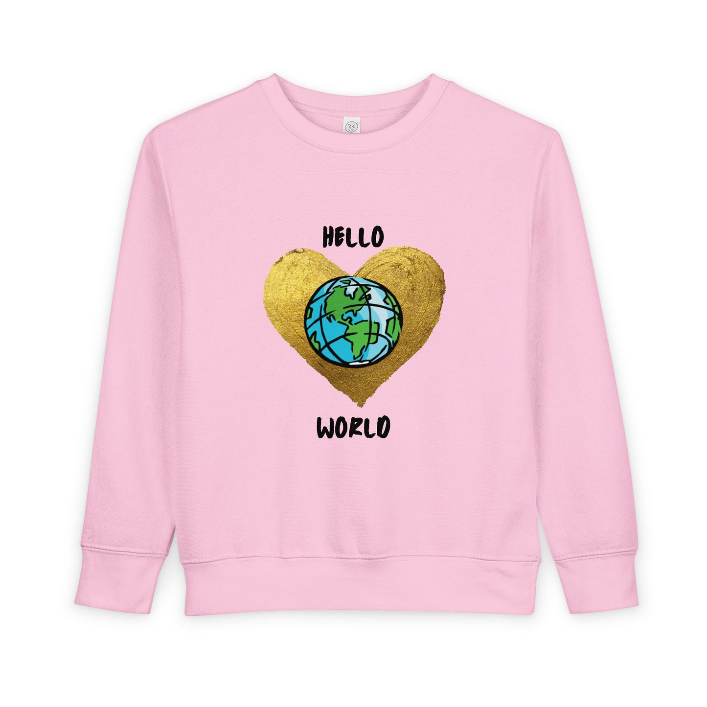 Toddler Sweatshirt - "Hello World" Earth Heart Graphic