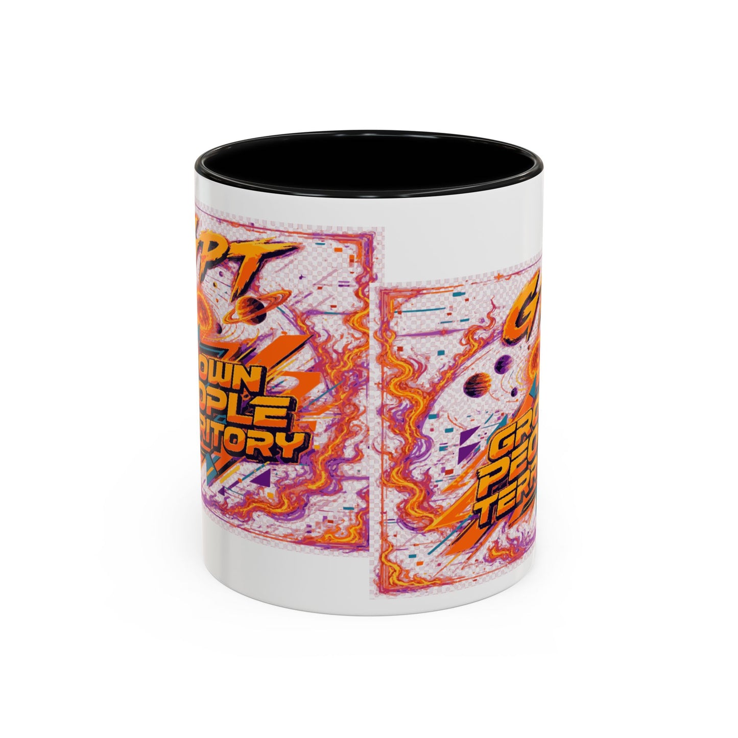 Accent Coffee Mug — "GPT: Grown People Territory" Bold Graphic Coffee Cup