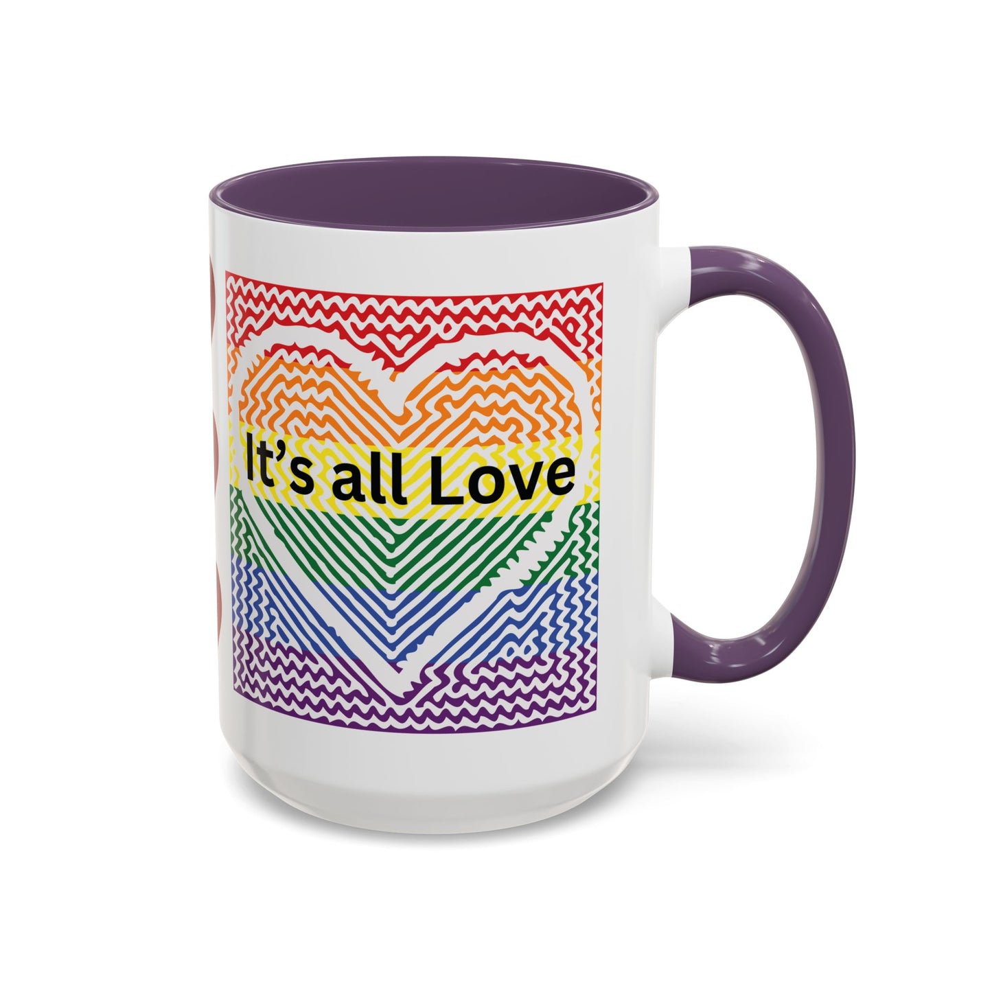 It's All Love Rainbow Heart Coffee Mug — Pride Accent Mug (11/15oz)