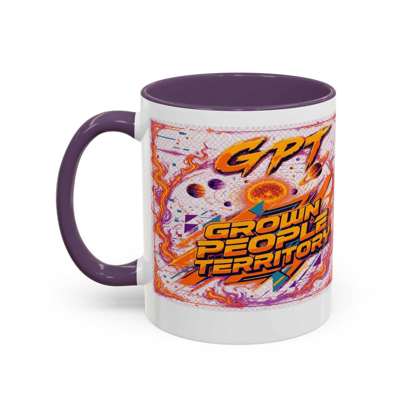 Accent Coffee Mug — "GPT: Grown People Territory" Bold Graphic Coffee Cup