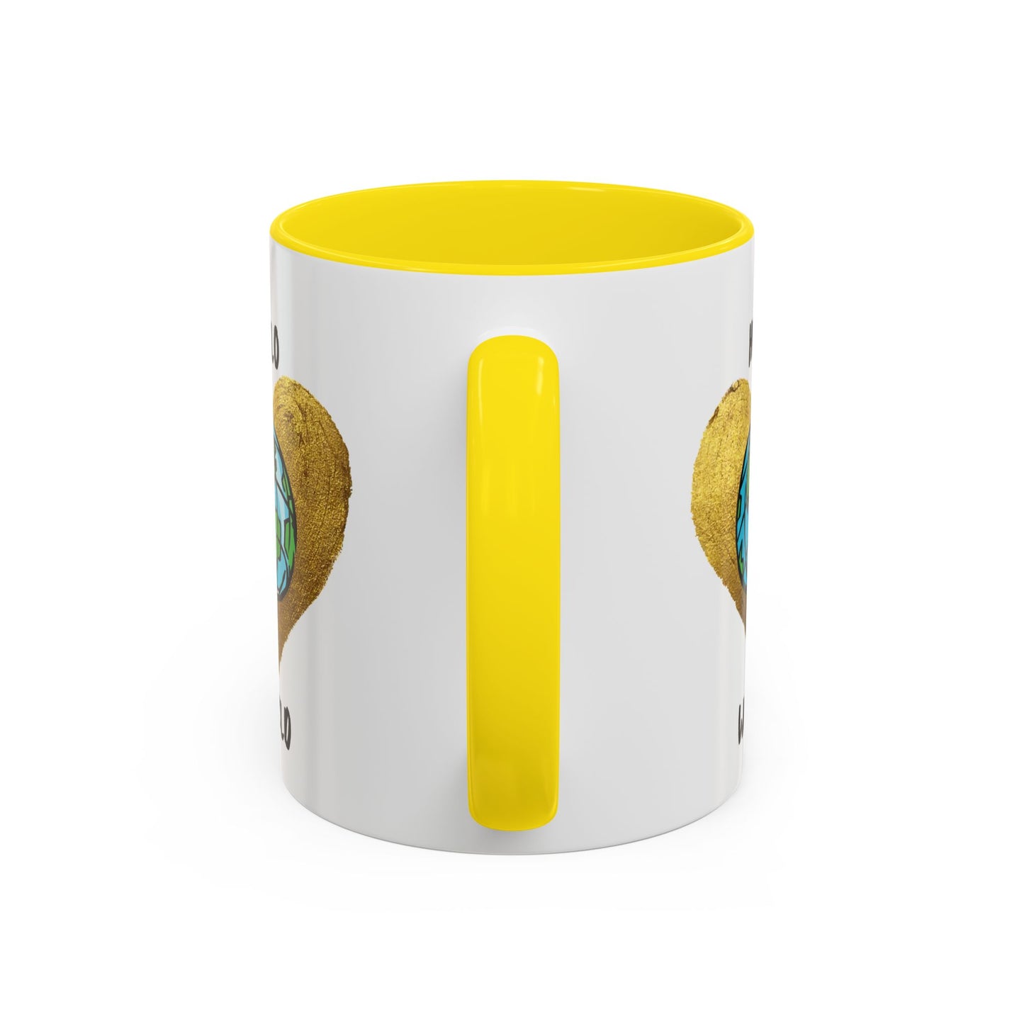 Hello World Coffee Mug — Heart Globe Accent 11oz