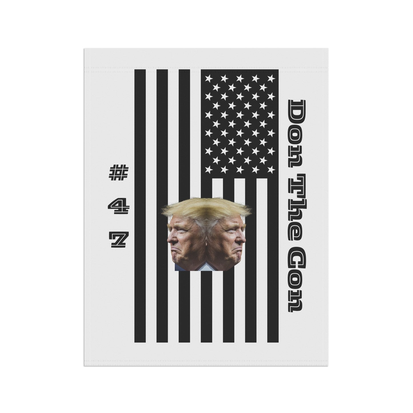 2-Faced:  Political Garden Flag — “Don The Con” Trump Double-Head Design