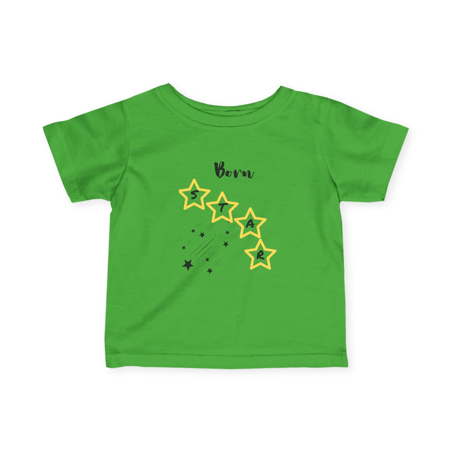 Infant Tee — "Born Star" Yellow Star Graphic Baby Shirt