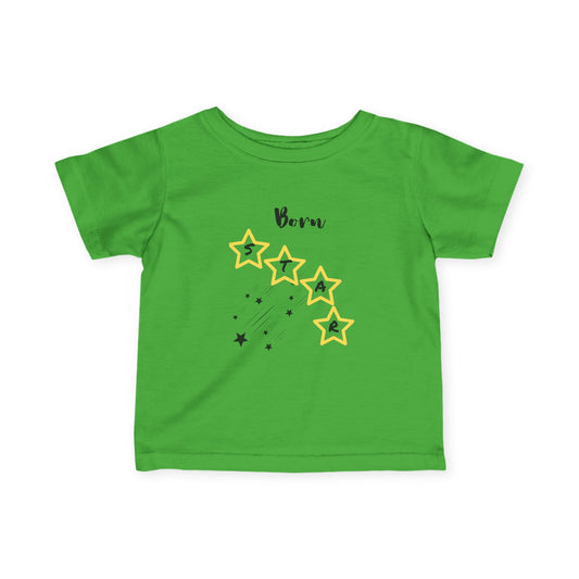 Infant Tee — "Born Star" Yellow Star Graphic Baby Shirt