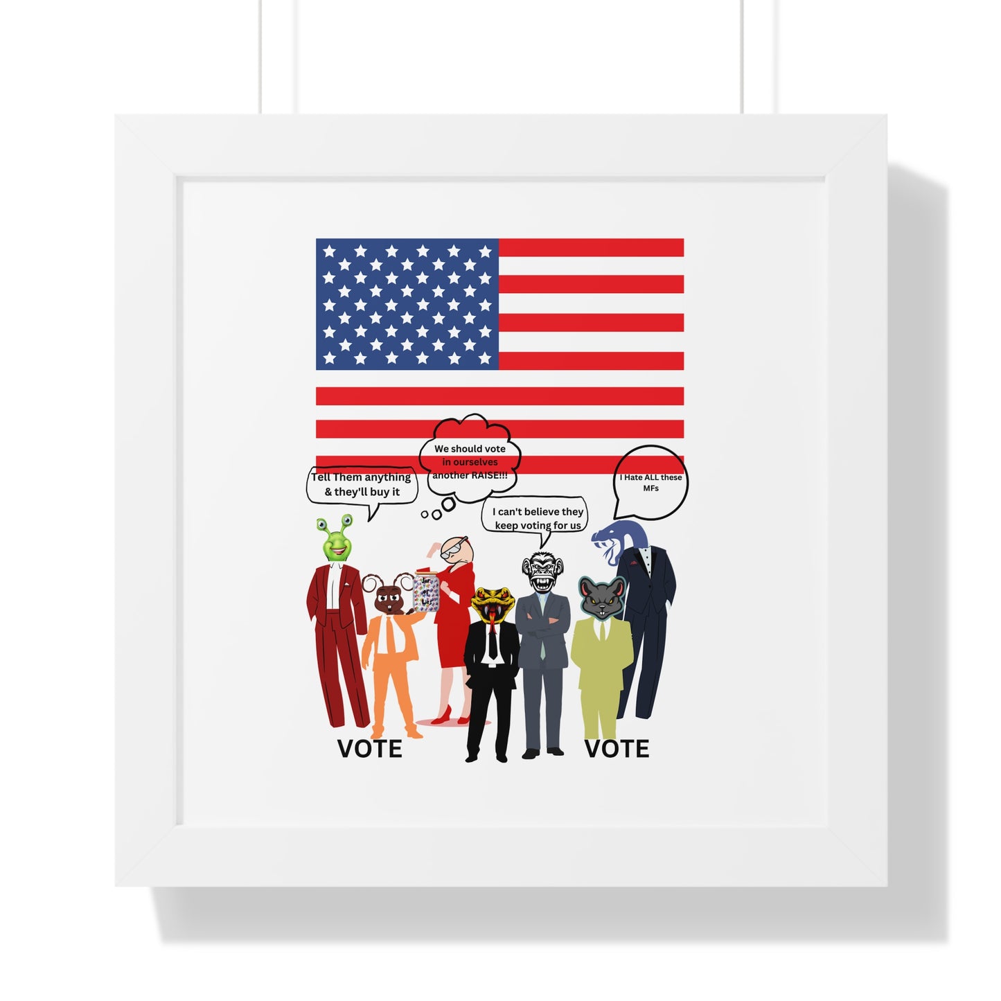 Framed Poster — Patriotic Political Cartoon "Jar of Lies" Print