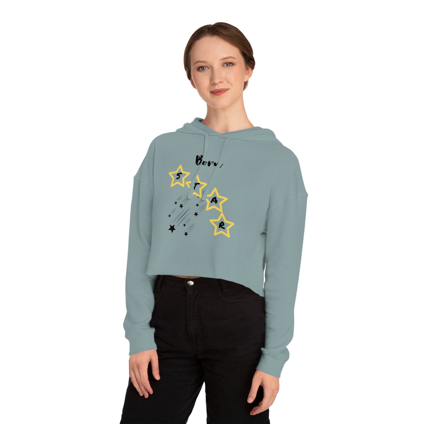'Born Star' - Women’s Cropped Hoodie - Stylish & Comfortable Sweatshirt for Celebrations