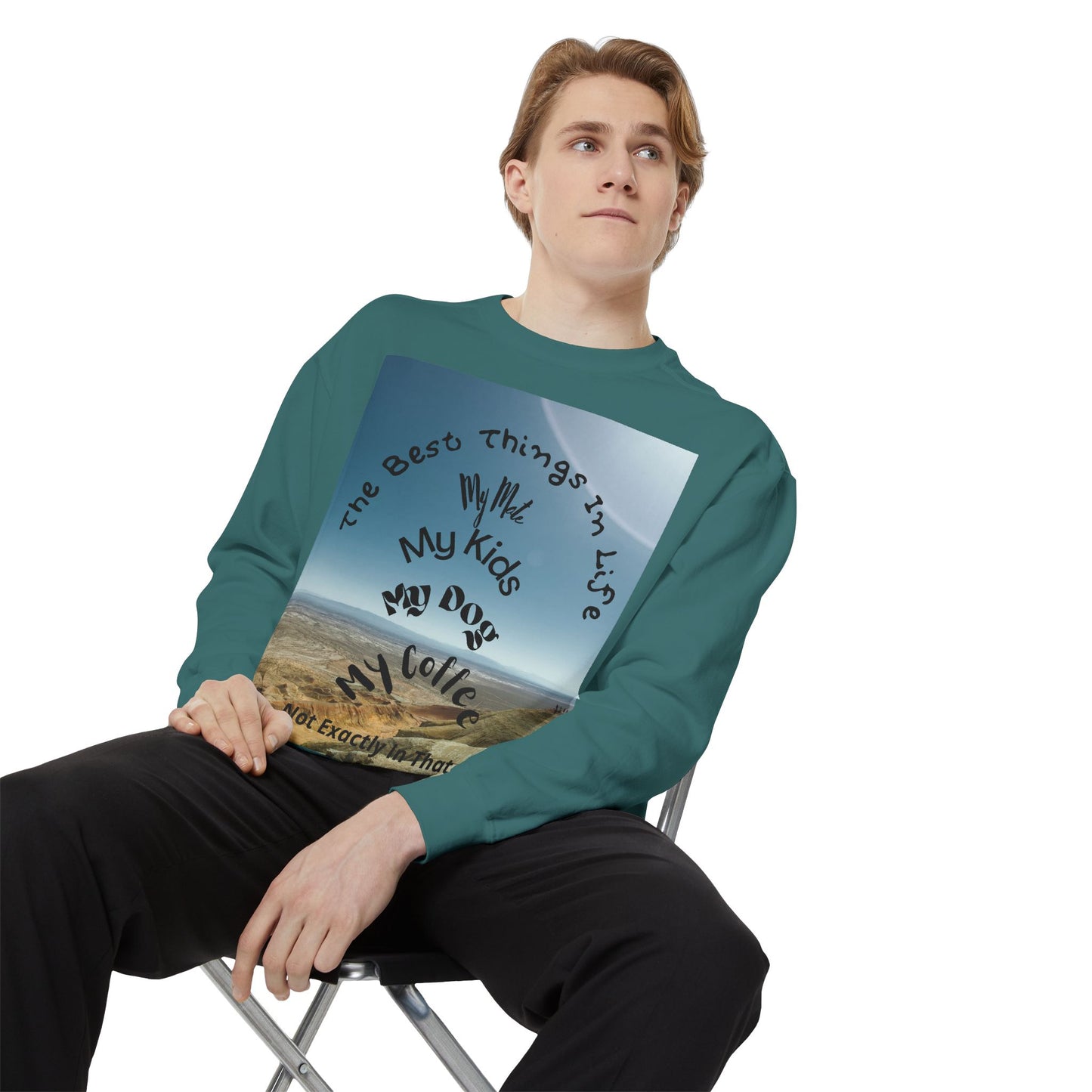 Coastal Family Vibes Sweatshirt — "The Best Things in Life" Graphic Crewneck